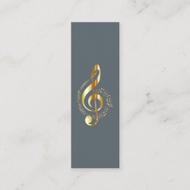 Music Treble Clef Chrome Personalized Mini Business Card (Front)