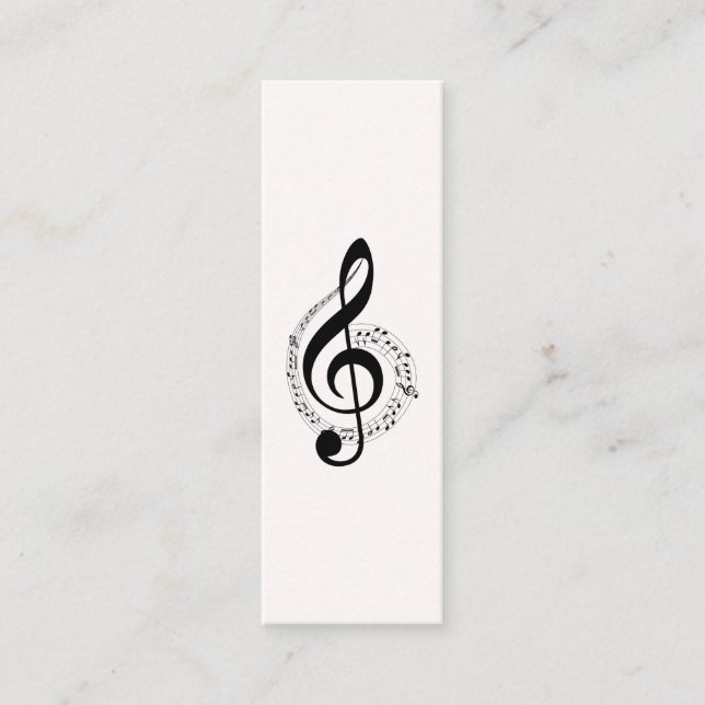 Music Treble Clef Chrome Personalized Mini Business Card (Front)