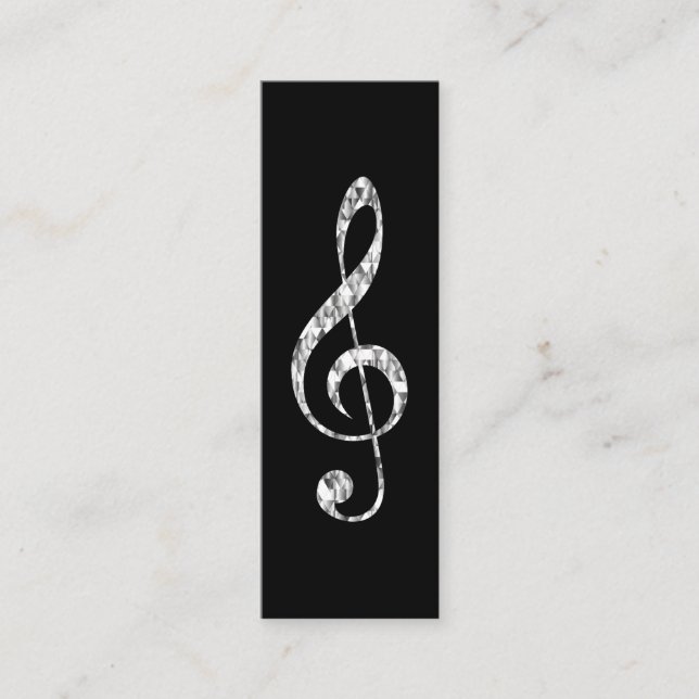 Music Treble Clef Chrome Personalized Mini Business Card (Front)