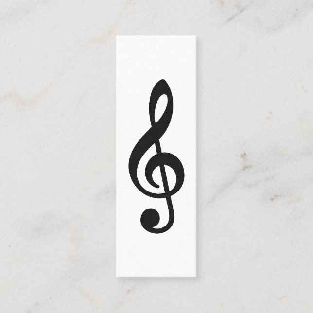 Music Treble Clef Chrome Personalized Mini Business Card (Front)