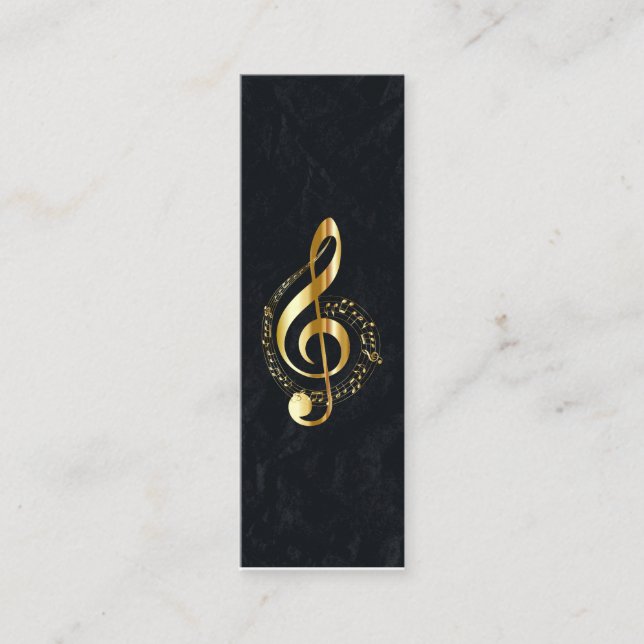 Music Treble Clef Chrome Personalized Mini Business Card (Front)