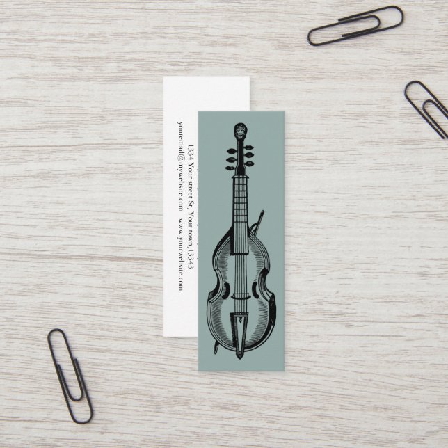 Music Treble Clef Chrome Personalized Mini Mini Bu Business Card (Front/Back In Situ)
