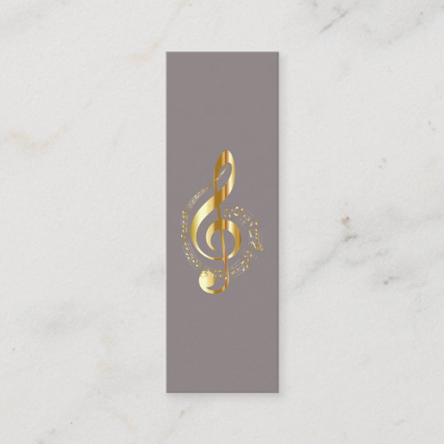 Music Treble Clef Chrome Personalized Mini Mini Business Card (Front)