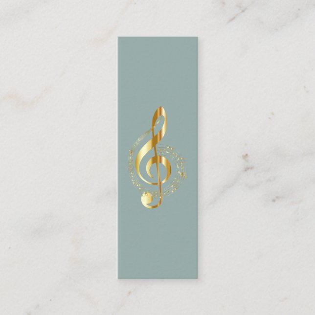 Music Treble Clef Chrome Personalized Mini Mini Business Card (Front)