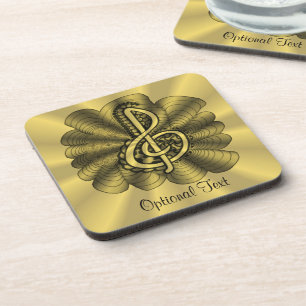 Music Treble Clef Gold Customized Coaster