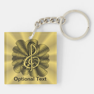 Music Treble Clef Gold Customized Keychain