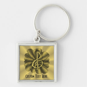 Music Treble Clef Gold Customized Keychain