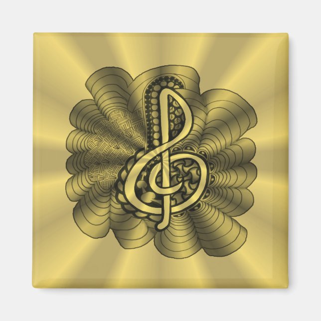 Music Treble Clef Gold Customized Magnet (Front)