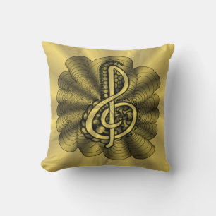Music Treble Clef Gold Customized Throw Pillow