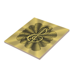 Music Treble Clef Gold Customized Tile