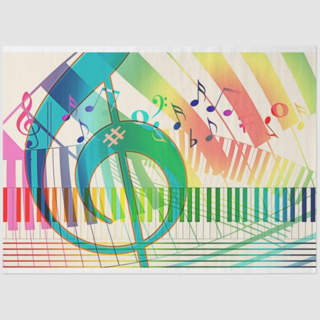 Music Treble Clef Keyboard Decoupage Tissue Paper (Front)