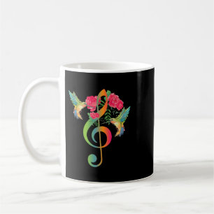 Music Treble Clef Roses Hummingbird Music Notes Mu Coffee Mug