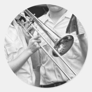 Music - Trombone - A helping hand Classic Round Sticker
