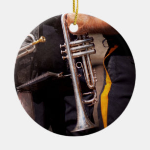 Music - Trumpet - Police marching band Ceramic Ornament