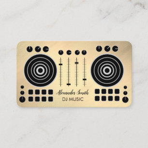 Music Turntable Black and Gold DJ Player Business  Business Card