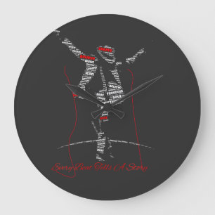 Music Typography Art   Modern Music Lover Design Large Clock