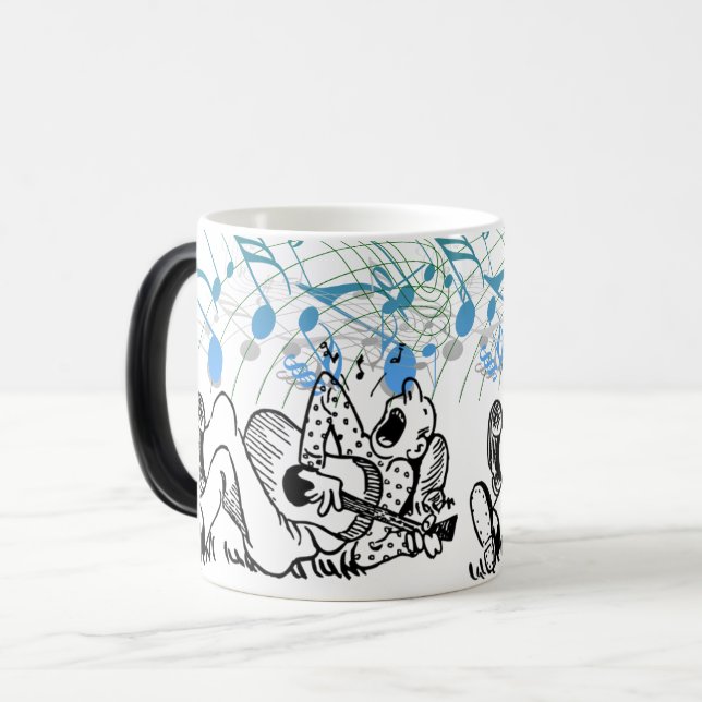 Music Vibes: Man Singing & Playing Guitar Magic Mug (Front Left)