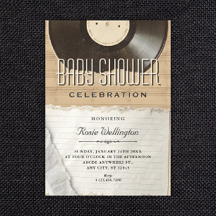 Music vintage baby shower invitation