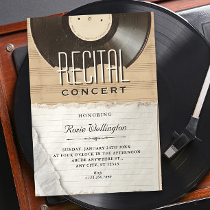 Music vintage recital invitation