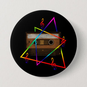 MUSIC VINTAGE RETRO 3 INCH ROUND BUTTON