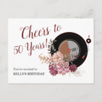 music vinyl record birthday Invitation Postcard