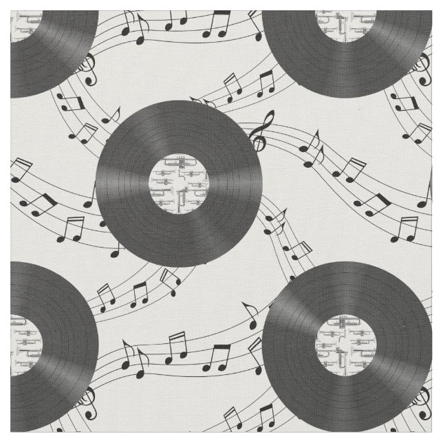 Music Vinyl Records Fabric (Close Up)