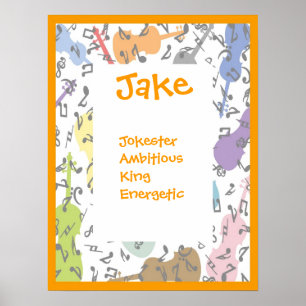 Music Violin Any Name Wall Art Print Room Decor