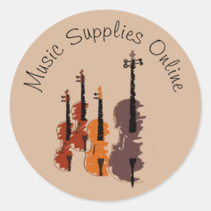 Music violin design Gift business branding Classic Round Sticker