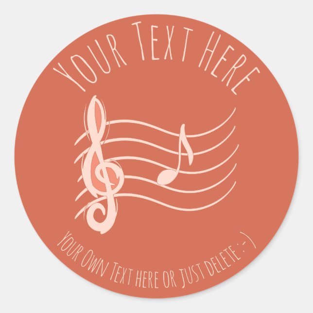 Music. Violin Key & Note A. Musician Gift Template Classic Round Sticker (Front)