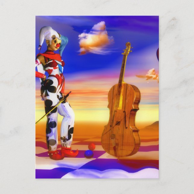 Music violins surreal note art by Lenny Postcard (Front)