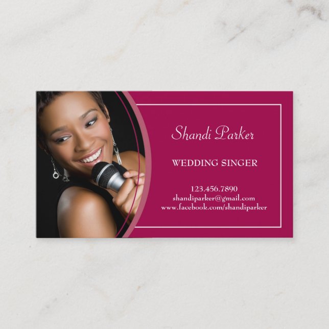 Music Wedding Singer Photo Business Card (Front)