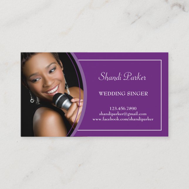Music Wedding Singer Photo Business Card (Front)