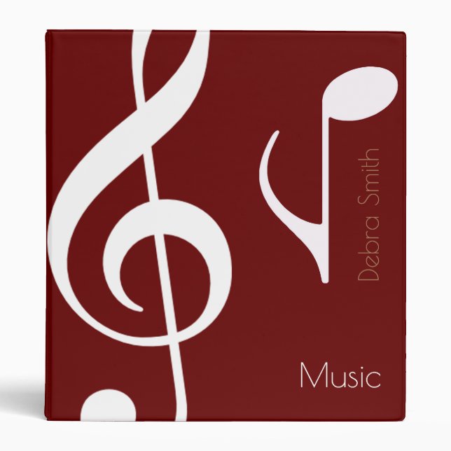 Music (white musical notes on red) binder (Front)