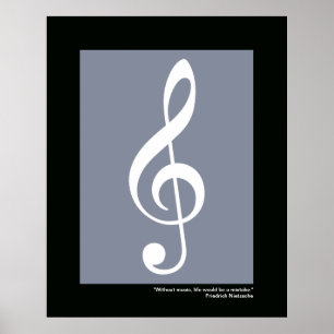 music white treble clef poster