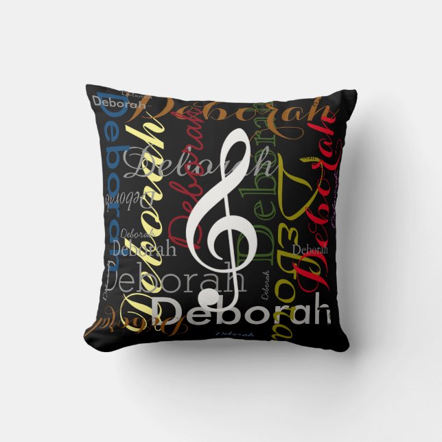 music with patterned name stylish decor throw pillow (Front)