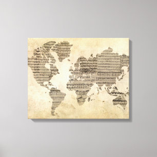Music World Map Canvas Print