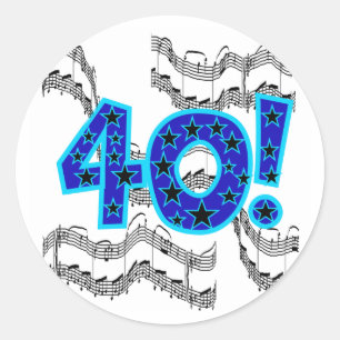 Musical 40th Birthday Classic Round Sticker
