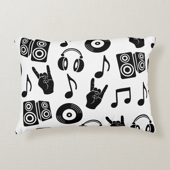 Musical Accessories: Monochrome Vintage Pattern. Accent Pillow (Front)