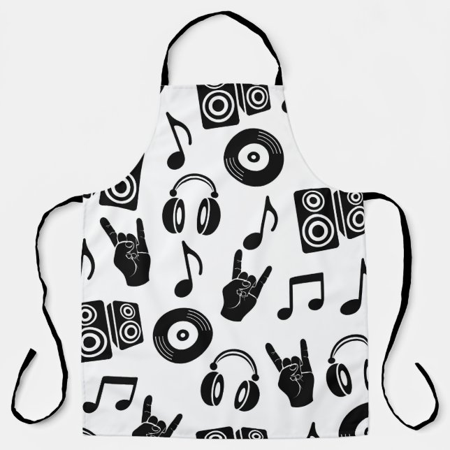 Musical Accessories: Monochrome Vintage Pattern. Apron (Front)