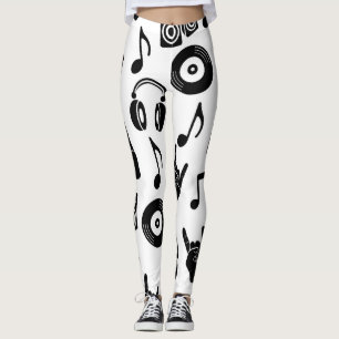 Musical Accessories: Monochrome Vintage Pattern. Leggings