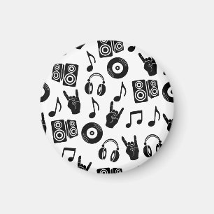 Musical Accessories: Monochrome Vintage Pattern. Magnet