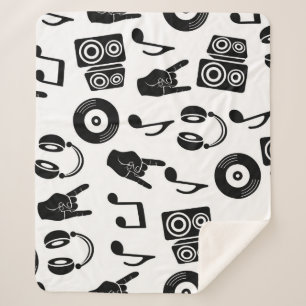 Musical Accessories: Monochrome Vintage Pattern. Sherpa Blanket