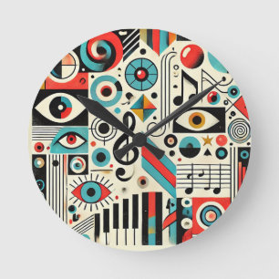 Musical and Artistic Elements Round Clock