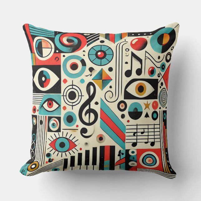 Musical and Artistic Elements Throw Pillow (Front)