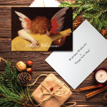 Musical Angel Cherub Holiday Card<br><div class="desc">A Christmas card with the oil painting,  Musical Angel (c. 1522) by Rosso Fiorentino (1494-1540).  He was a late Renaissance Italian painter,  meaning,  Red Florentine in Italian. A lovely cherub with red hair and butterfly wings playing a lute.</div>