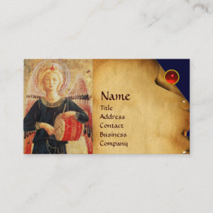 MUSICAL ANGEL PLAYING DRUM BUSINESS CARD