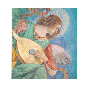 Musical angel playing guitar notepad