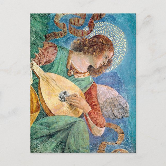 Musical angel playing guitar postcard (Front)