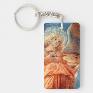 Musical angel playing the violin fresco keychain