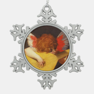 Musical Angel Vintage Snowflake Pewter Christmas Ornament